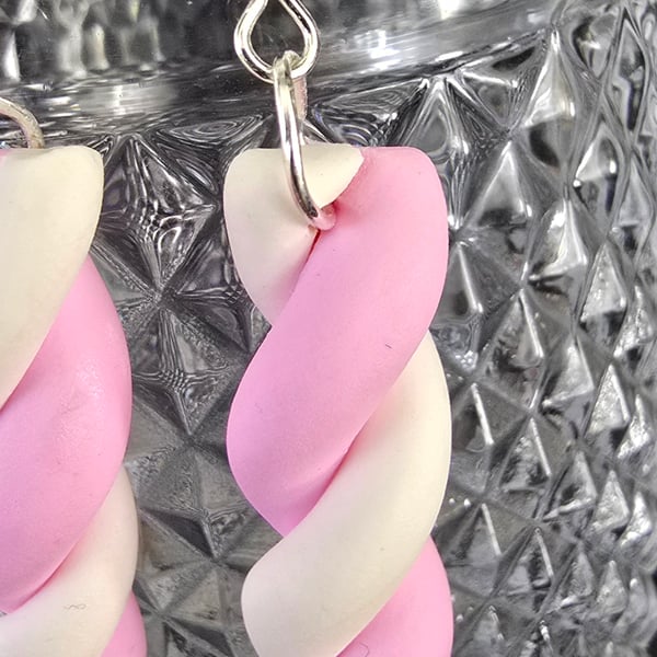 Polymer clay marshmallow sweet earrings on silver plated earhooks