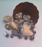 Blue Patterned White Ceramic Bead Bracelet and Earrings, Gift for Her - Image 4