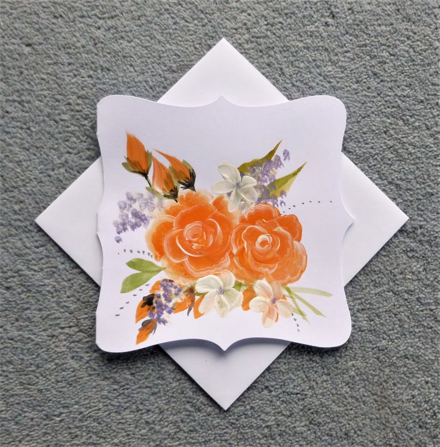 hand painted blank greetings card ( ref F 622 G6 )