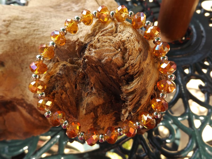 Orange crystal stretch bracelet