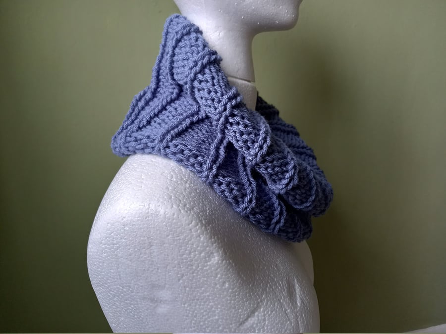 Blue - Kumaun Hand Knitted Acrylic Woollen Cowl 17 main image 1