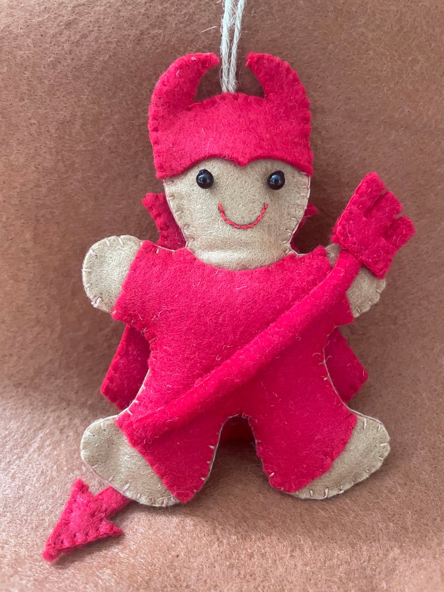 Felt Gingerbread Halloween Devil hanging decoration 