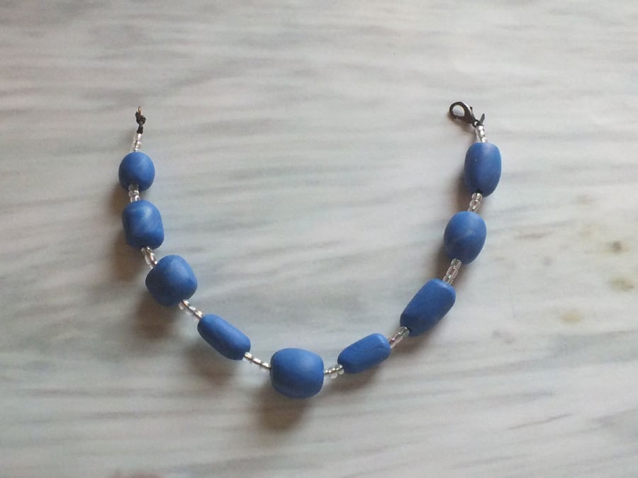 Seablue marbled handcrafted bead  bracelet