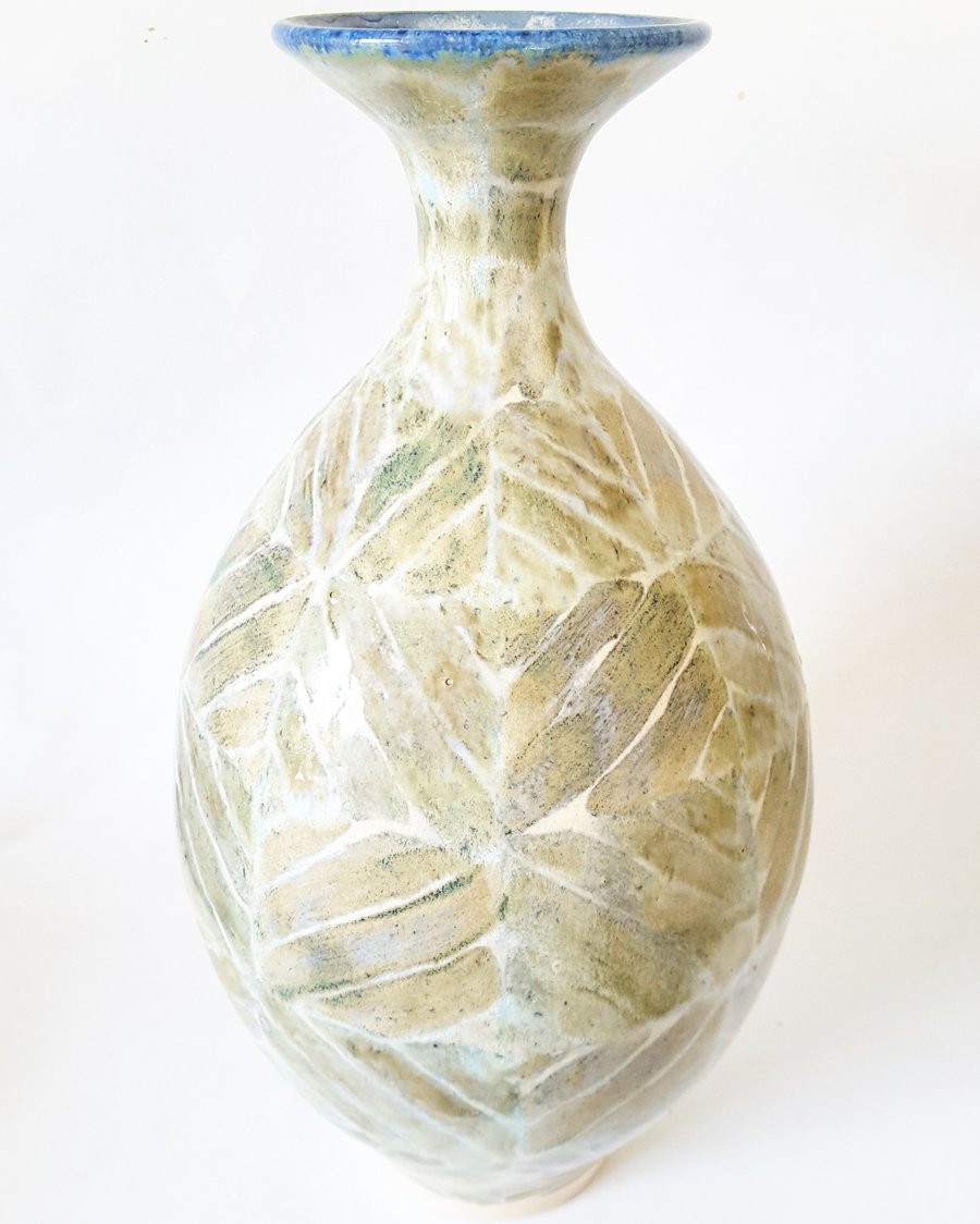 Tall Ceramic Vase in Natural Colours Glazes