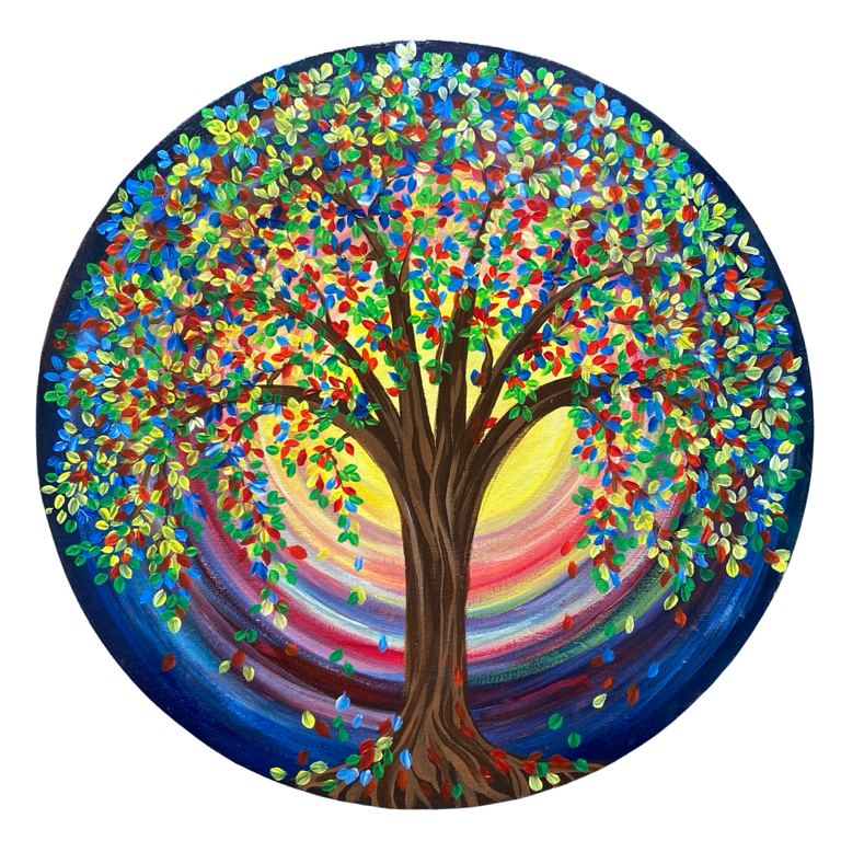 Tree of Life, Rainbow Tree Original Painting 40cm diameter