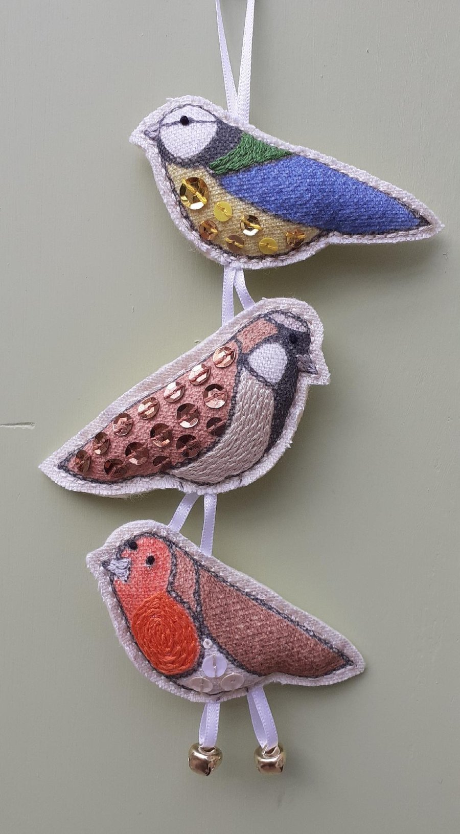 Garden Birds Linen Hanging Decoration
