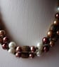 CINNAMON, BRONZE, OLD GOLD AND IVORY TWO STRAND NECKLACE.  752 - Image 3