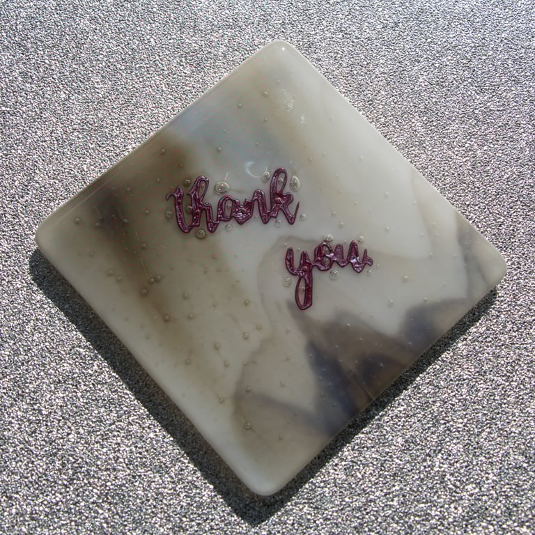 Thank You Coaster - Streaky Cream with Copper - 9136
