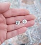 Gold Heart Studs, Hammered Sterling Silver Stud Earrings - Image 2