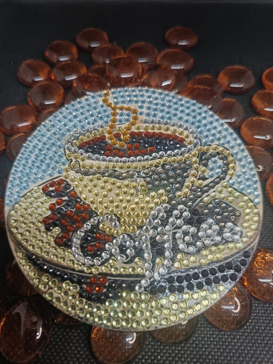 Handmade beaded coffee cup plaque kitchen &cafe wall decor coffee lover gift