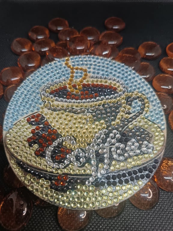Handmade beaded coffee cup plaque kitchen &cafe wall decor coffee lover gift