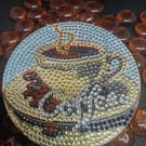 Handmade beaded coffee cup plaque kitchen &cafe wall decor coffee lover gift