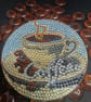 Handmade beaded coffee cup plaque kitchen &cafe wall decor coffee lover gift