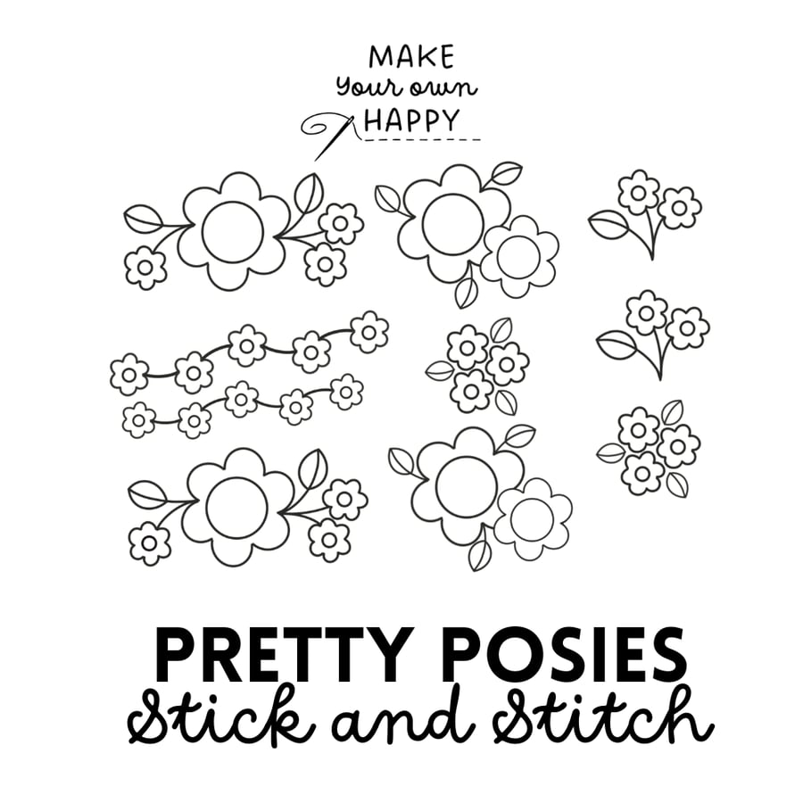 Pretty Posies Stick & Stitch (Dissolvable Pattern for Embroidery)