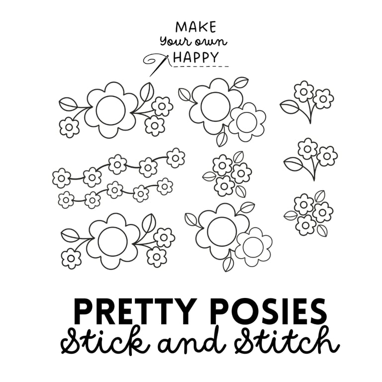 Pretty Posies Stick & Stitch (Dissolvable Pattern for Embroidery)