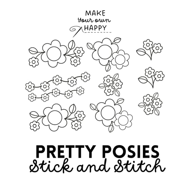 Pretty Posies Stick & Stitch (Dissolvable Pattern for Embroidery)