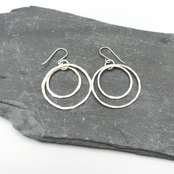 Handmade Hammered Hoop Earrings Sterling Silver 925