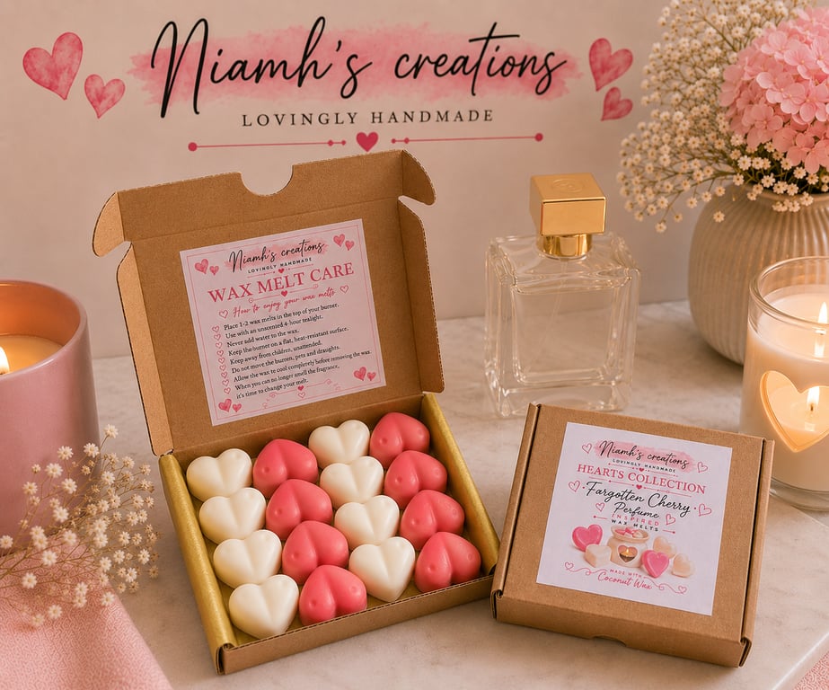 Forgotten Cherry Perfume Inspired Heart Wax Melts Scent, Vegan, UK Handmade