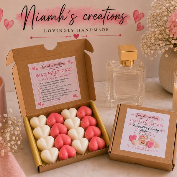 Forgotten Cherry Perfume Inspired Heart Wax Melts Scent, Vegan, UK Handmade