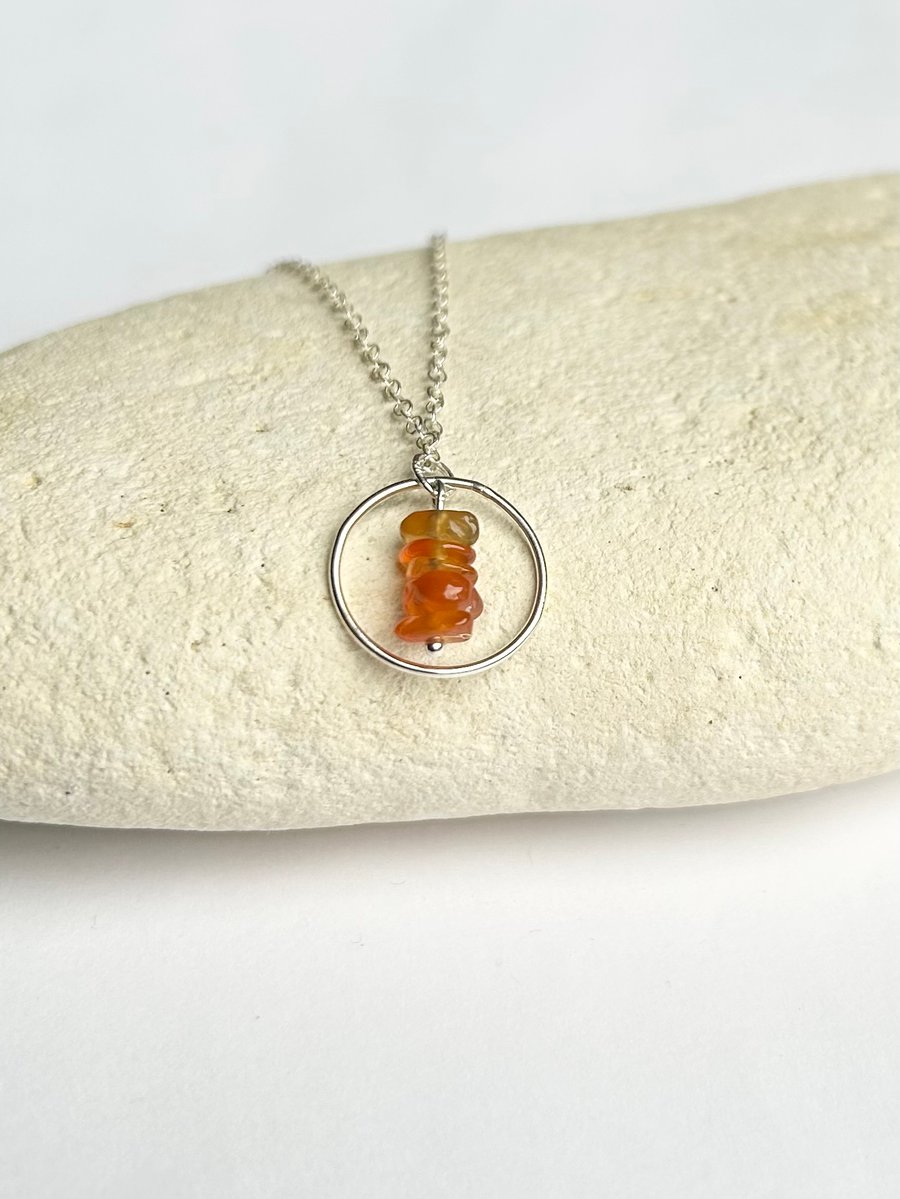 Orange and silver circle necklace