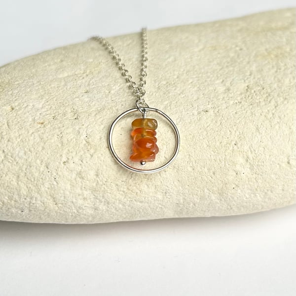 Orange and silver circle necklace