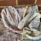 Hand woven scarf in merino, silk and cotton. 