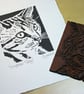 Thoughtful Tabby Cat - Original Hand Pulled Linocut Print - Image 3