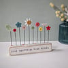 Clay and Button Flower Garden in a Wood Block 'Find beauty in small things'