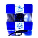  Fused Glass Trivet Trivet 16cm Dichroic Blue 019