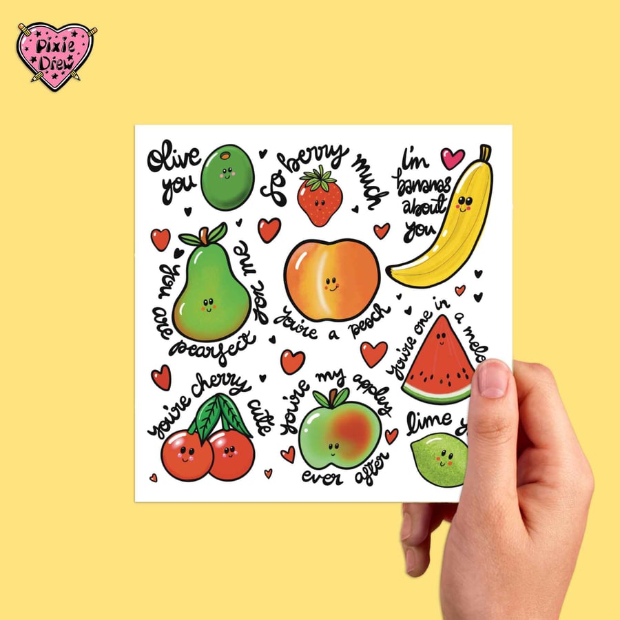 Anniversary Card with Funny Punny Fruit Design for Your Loved One