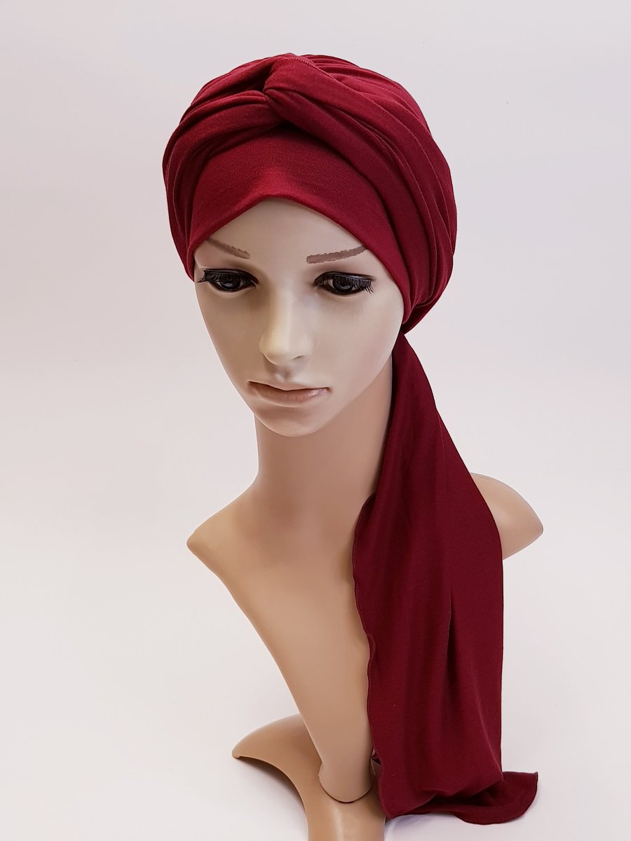 Head wear for women chemo turban viscose jersey turban with ties