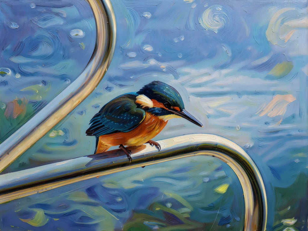 Kingfisher Fishing From Boat Norfolk Greeting Card A5