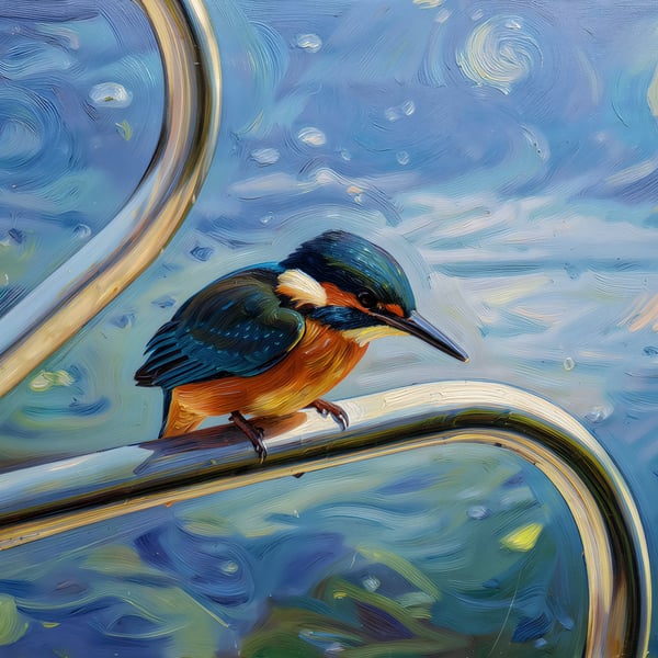 Kingfisher Fishing From Boat Norfolk Greeting Card A5
