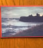 Handmade photo card of rough sea around Tynemouth Priory