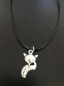 fox charm pendant on a 18" leather cord necklace
