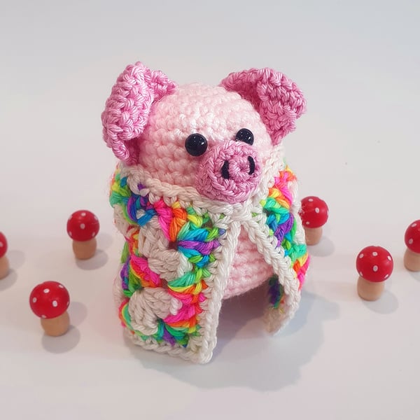 Pig in a Crochet Blanket
