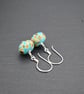 lampwork glass turquoise raku earrings - Image 2