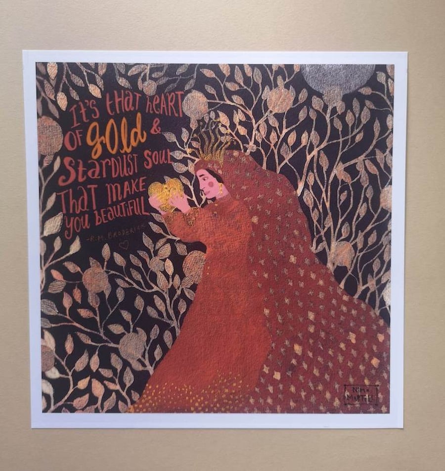 Quote Art- Heart Of Gold Print by Nina Martell