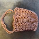 Handmade crochet baby bonnet. Sizes newborn, 0-3, 3-6 and 6-9 months 
