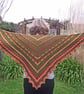 Handspun Knitted Shawl, Scarf, Wrap, Merino and Corriedale Wool, Green Peach - Image 4