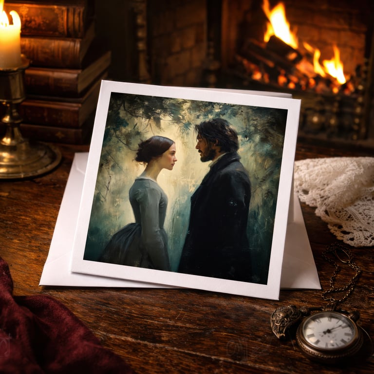 Jane Eyre Inspired Romantic Card - Jane and Rochester Art Card