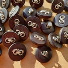 9 16" 15mm 24L Designer Buttons Polyester Black and Silver