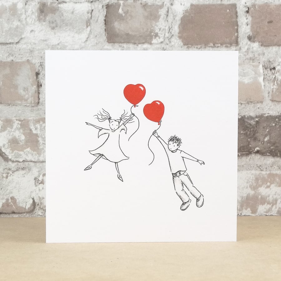 Valentine's Card Falling Hearts