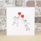 Valentine's Card Falling Hearts