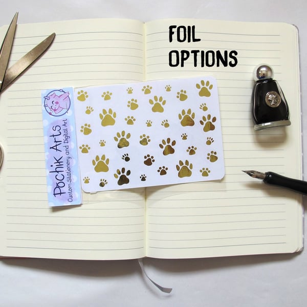 30 Clear Foil Paw Print Stickers