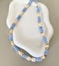 Blue Beaded Necklace with Freshwater Pearls & Gold Details - Image 2