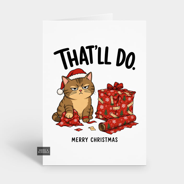 Funny Snarky Christmas Card - No Effort Cat
