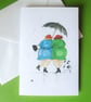 CARD Best Friends walking the Dog together in the rain friendship love - Image 4