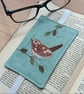 Elasticated Bookmark with Embroidered Wren