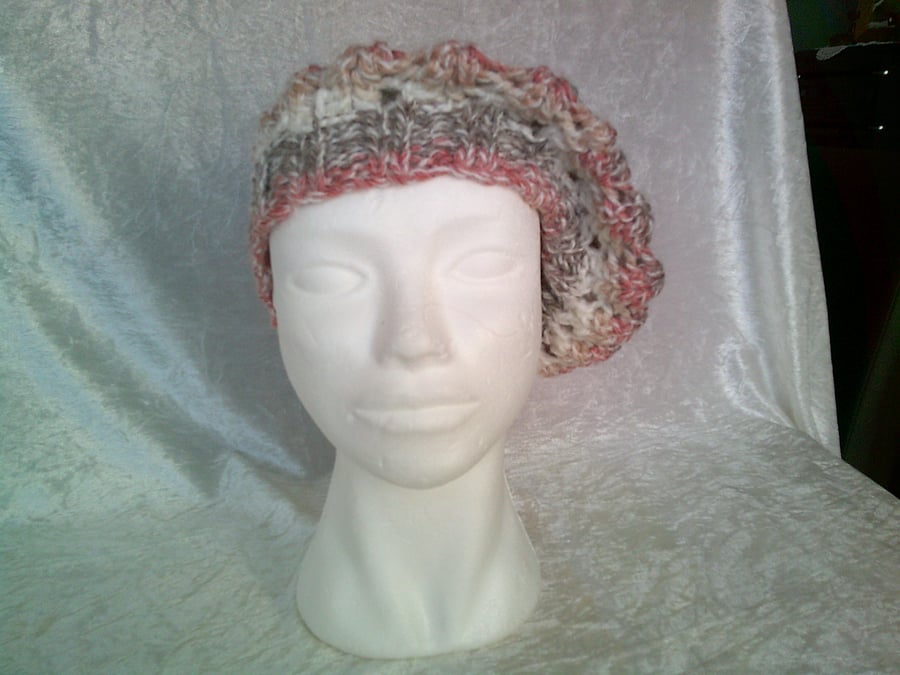 Cream, Brown and Rust Ladies Beret